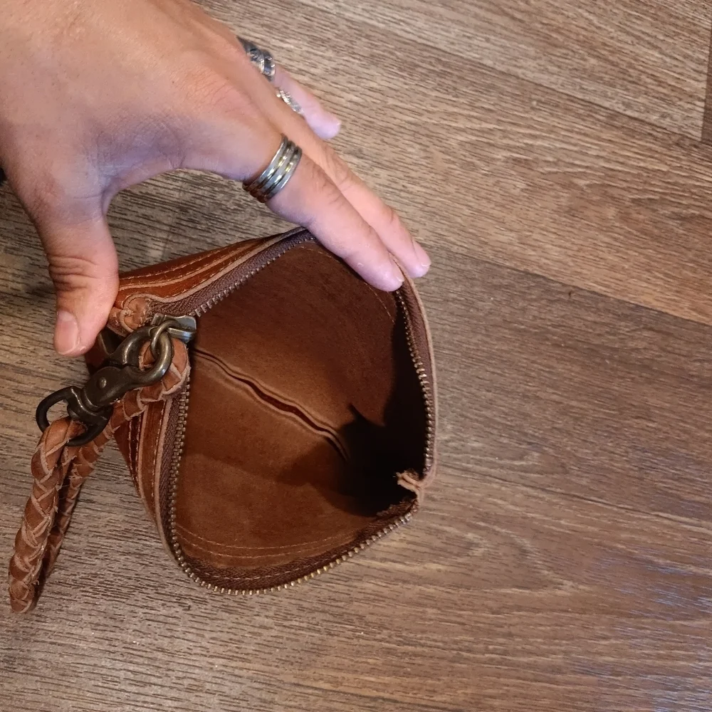 Will Leather Goods Brown Leather Wristlet